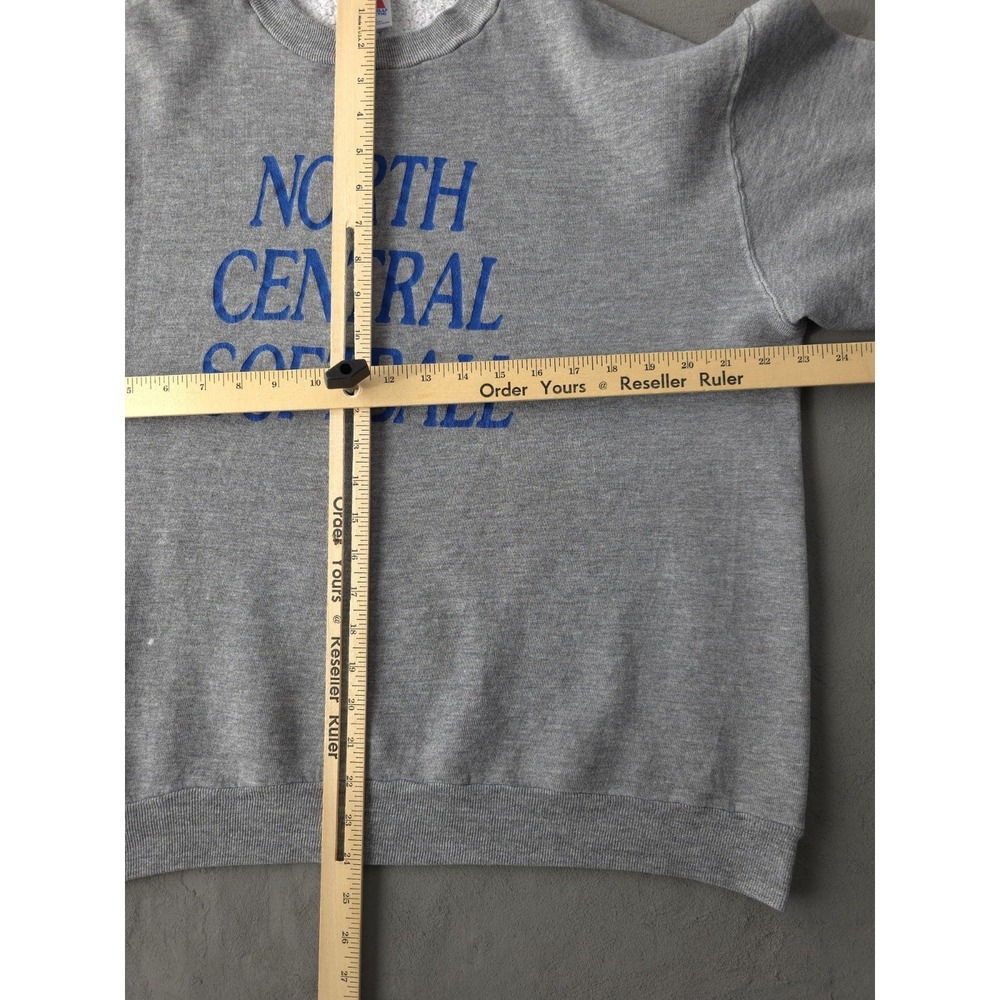 Vintage 80s North Central Softball Russell Athletic Grey Crewneck Sweatshirt XL - Picture 6 of 8